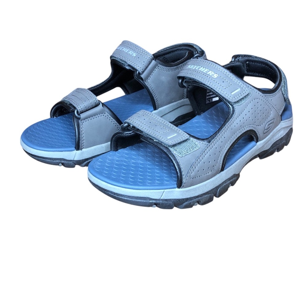 Skechers Tresmen Sandals Size 8 Adjustable Relaxed Fit Luxe Foam Charcoal Beach